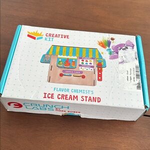 CREATIVE KIT Kids Toy Ice Cream Stand - Blue & Yellow